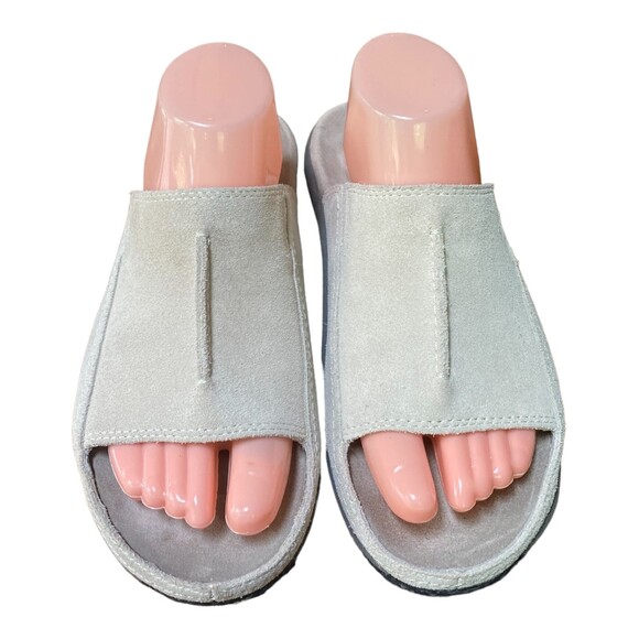 LL Bean Light Gray Suede Leather Slide Slip-On Mule Sandals Women’s 8.5 - Picture 1 of 12